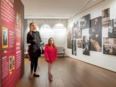 Woman and child standing on gallery