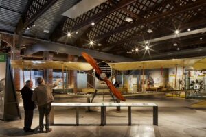An old plane in a museum